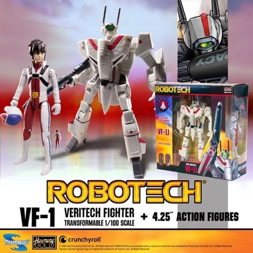 Robotech Transformable Veritech Fighter VF-1J Rick Hunter 1:100 Scale and Pilot Action Figure, Not M