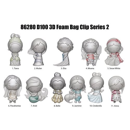 Disney 100 Heroines Series 2 3D Foam Bag Clip Display Case of 24