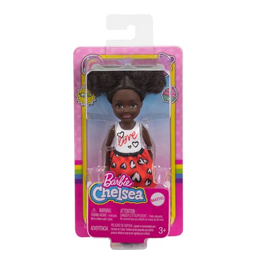 Barbie Chelsea Doll Wearing Skirt with Heart Print