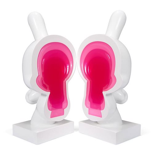 Dunny Lustre Gloss White and Pink 10-Inch Resin Bookends