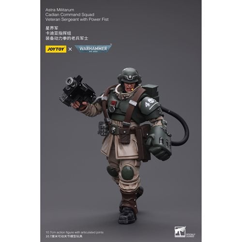 Joy Toy Warhammer 40,000 Astra Militarium Cadian Command Squad Veteran Sergeant with Power Fist 1:18