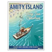 Jaws Amity Island Deep Sea Charters Vintage Travel Lithograph Art Print