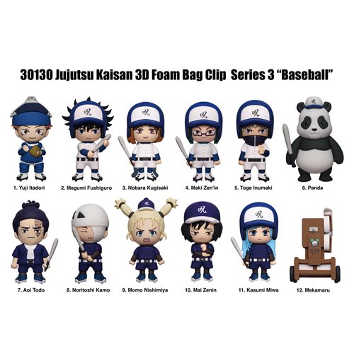 Jujutsu Kaisen Series 3 Baseball 3D Foam Bag Clip Display Case of 24