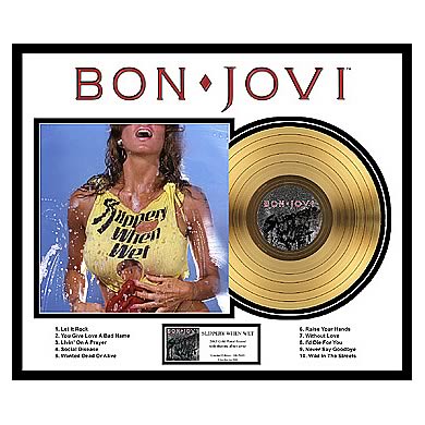 Bon Jovi Slippery When Wet Framed Gold Record