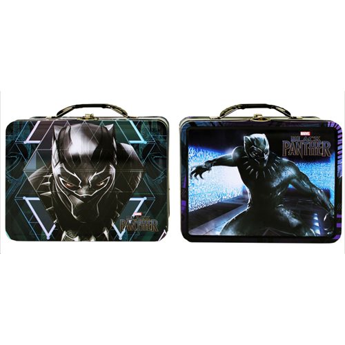 Black Panther Large Carry All Tin Tote Lunch Box Set