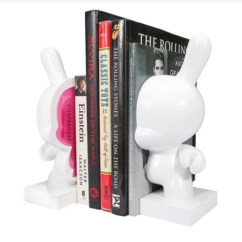 Dunny Lustre Gloss White and Pink 10-Inch Resin Bookends