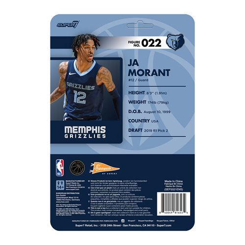 NBA Modern Ja Morant (Grizzlies) Basketball Superstars 3 3/4-Inch ReAction Figure