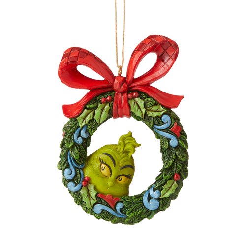 Dr. Seuss The Grinch Peeking Thru Wreath Ornament by Jim Shore