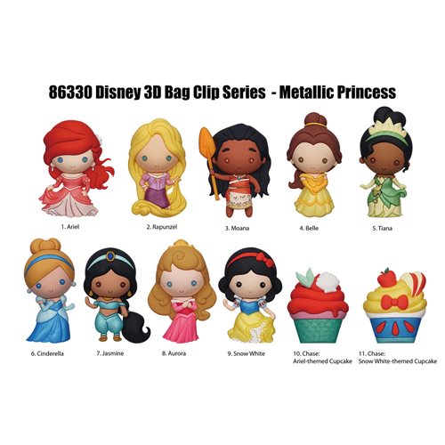 Disney Princess Series 49 Metallic 3D Foam Bag Clip Random 6-Pack