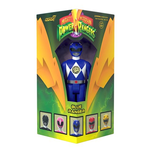 Mighty Morphin Power Rangers Blue Ranger Triangle Box 3 3/4-Inch ReAction Figure - SDCC Exclusive