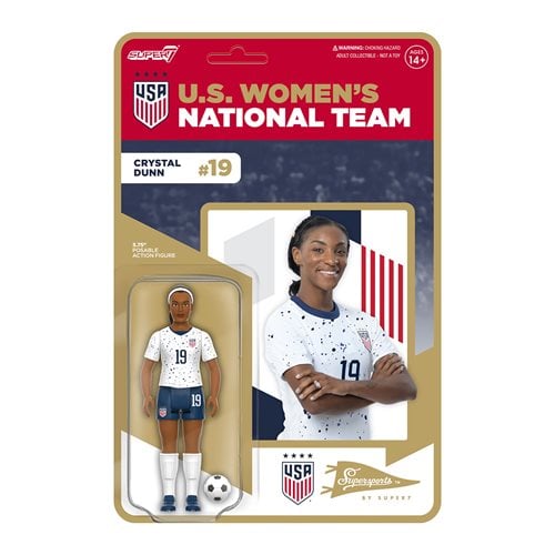 US Soccer 3 3/4-Inch Crystal Dunn 2023 World Cup Home Kit ReAction Figure