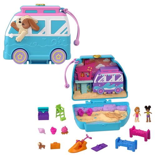 Polly Pocket Seaside Puppy Ride Compact Open Box Playset