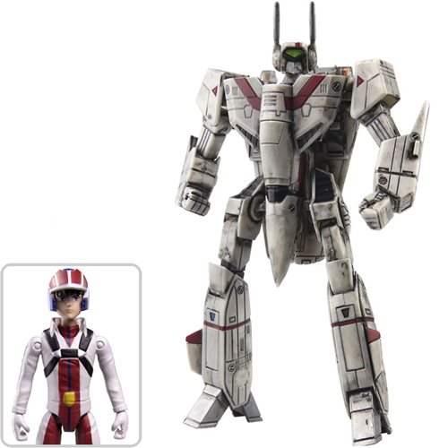 Robotech Transformable Veritech Fighter VF-1J Rick Hunter 1:100 Scale and Pilot Action Figure, Not Mint
