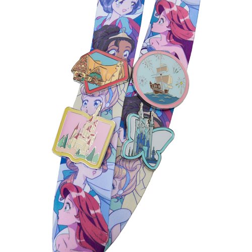 Disney Princess Manga Style Lanyard with Pins and Cardholder