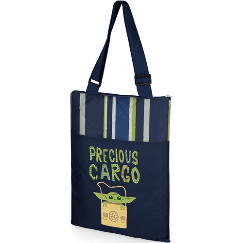 Star Wars: The Mandalorian Grogu Vista Collection Navy Blue and Stripes Tote Outdoor Picnic Blanket