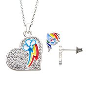 My Little Pony Rainbow Dash Heart Necklace Earring Set