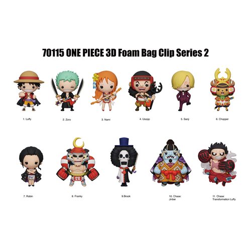 One Piece Series 2 3D Foam Bag Clip Display Case of 24