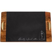 Beauty and the Beast Covina Acacia and Slate Black with Gold Accents Serving Tray