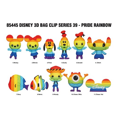 Disney Rainbow Series 39 3D Foam Bag Clip Random 6-Pack