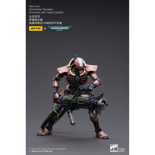 Joy Toy Warhammer 40,000 Necrons Szarekhan Dynasty Immortal with Tesla Carbine 1:18 Scale Action Fig