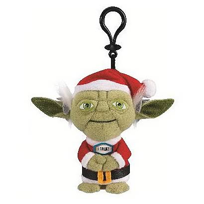 Star Wars Yoda with Santa Hat Mini Talking Clip-On Plush