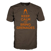 Keep Calm and Bring Grenades Juniors Brown T-Shirt