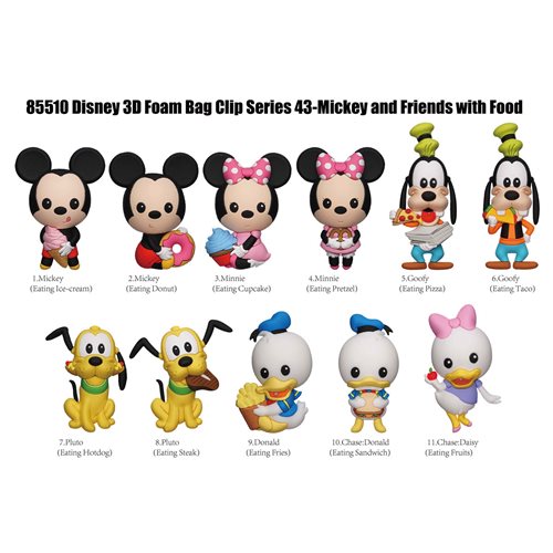 Mickey and Friends with Food S43 3D Foam Bag Clip Case of 24