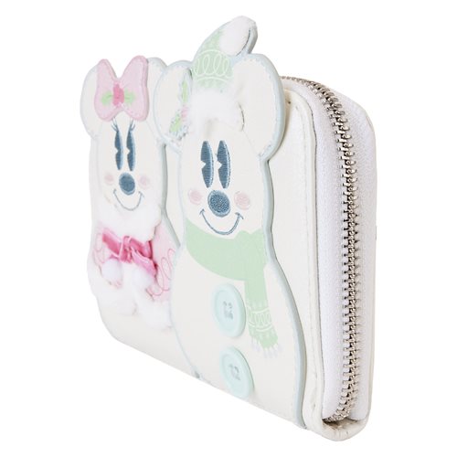 Mickey and Minnie Mouse Pastel Snowman Zip-Around Wallet