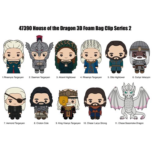 House of the Dragon Series 2 3D Foam Bag Clip Random 6-Pack