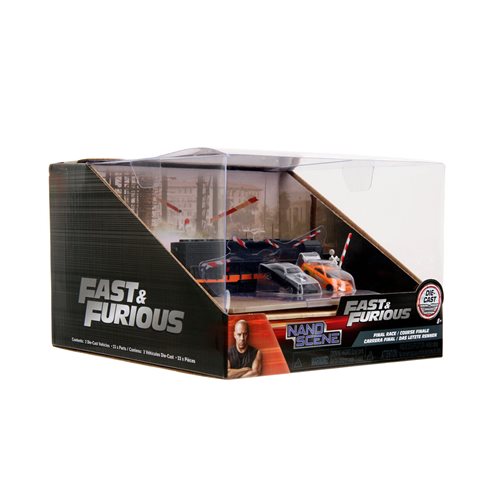 Fast and Furious Final Race Train Scene Hollywood Rides Nano Scene Diorama with Vehicles