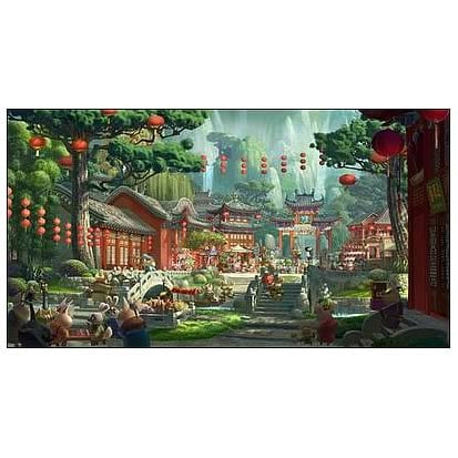 Kung Fu Panda Village Marketplace Canvas Giclee Print
