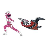 MMPR Pink Ranger and Pterodactyl Zord Retro Pin Set
