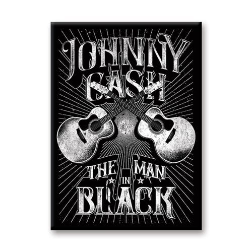 Johnny Cash The Man In Black White Guitar Flat Magnet