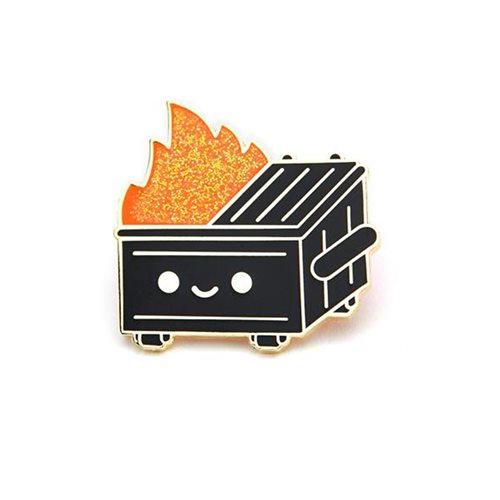 Dumpster Fire Black and Gold Enamel Pin