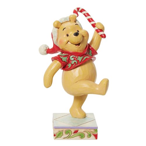Disney Traditions Winnie the Pooh with Candycane Statue