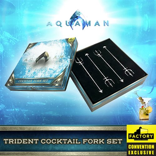 Aquaman Trident Silver Cocktail Fork Set - San Diego Comic-Con 2022 Exclusive