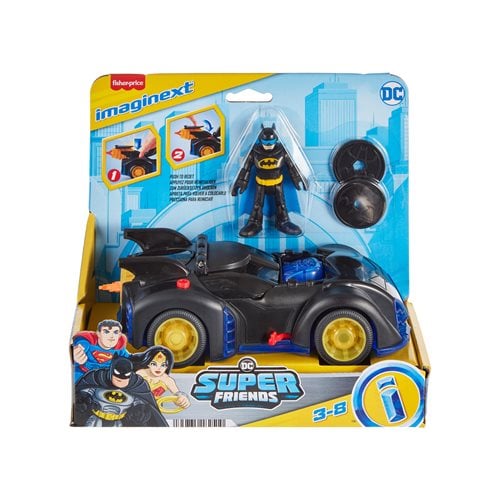 DC Super Friends Imaginext Shake and Spin Batman and Batmobile Vehicle Set
