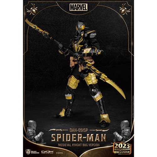 Medieval Knight Spider-Man DAH-051SP Black and Gold Dynamic 8-Ction Action Figure - SDCC 2023 Exclus