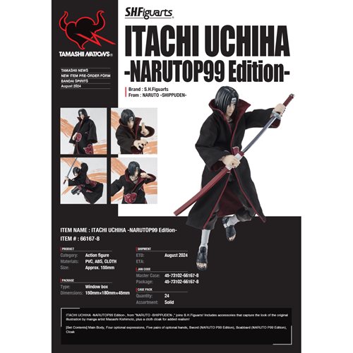 Naruto Shippuden Itachi Uchiha Narutop99 Edition S.H.Figuarts Action Figure