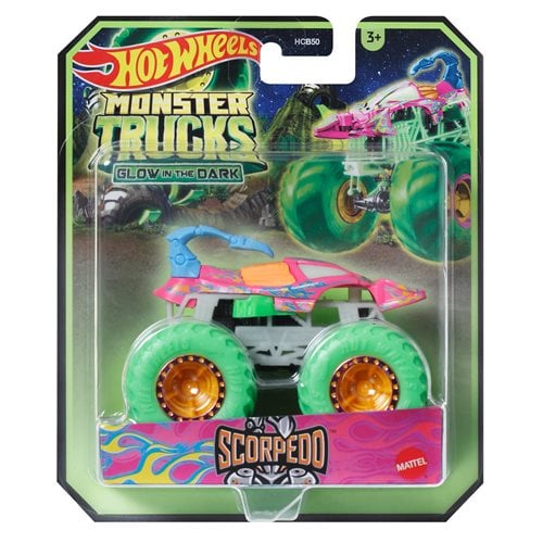 Hot Wheels Monster Trucks Glow-in-the-Dark 1:64 Scale Vehicle 2024 Mix 2 Case of 6