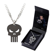 Punisher Black Skull Pendant with Chain Necklace
