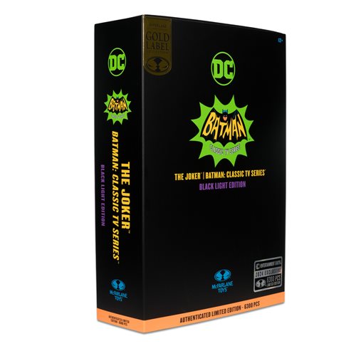 DC Retro The Joker Batman: Classic TV Series Black Light Gold Label 6-Inch Action Figure - Entertainment Earth Exclusive
