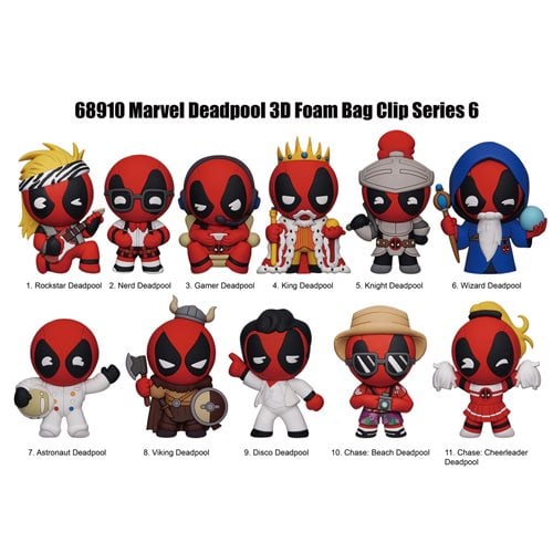 Deadpool Series 6 3D Foam Bag Clip Random 6-Pack