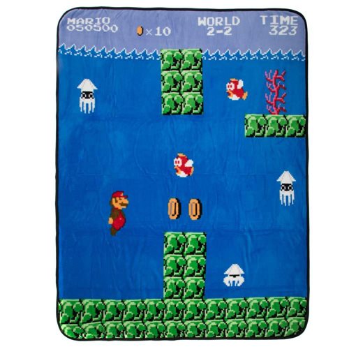Super Mario Bros. Water Level Fleece Throw Blanket