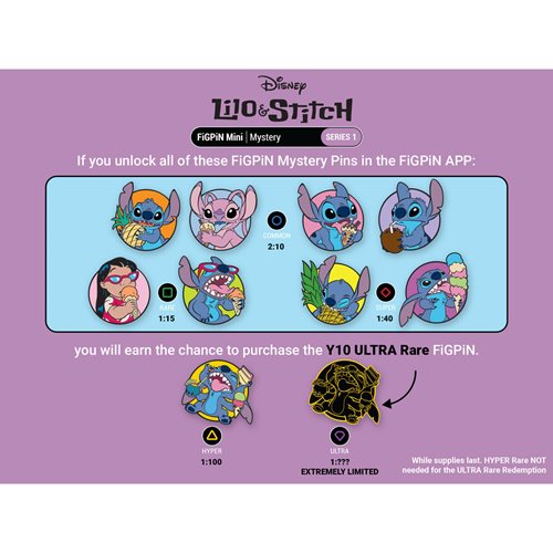 Lilo & Stitch Series 1 FiGPiN Mystery Mini Enamel Pin Display of 10