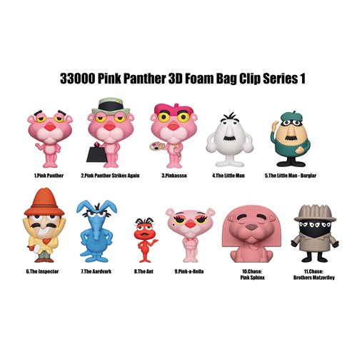 Pink Panther 3D Foam Bag Clip Random 6-Pack