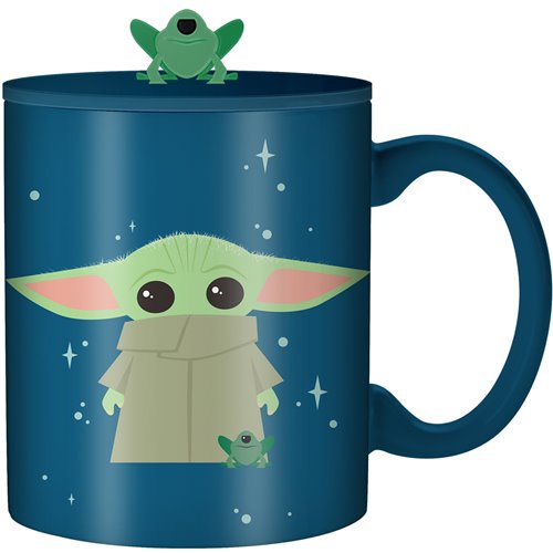 Star Wars: The Mandalorian The Child Frog Stars 18 oz. Ceramic Mug with Sculpted Lid