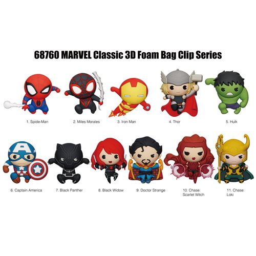 Marvel Studios Classic Characters 3D Foam Bag Clip Random 6-Pack