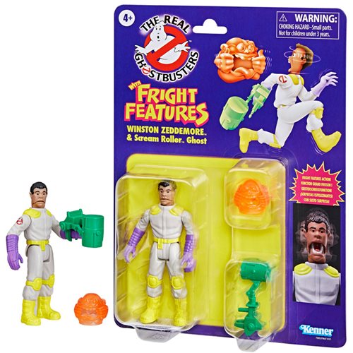The Real Ghostbusters Fright Features Winston Zeddmore with Scream Roller Ghost 5-Inch Action Figure