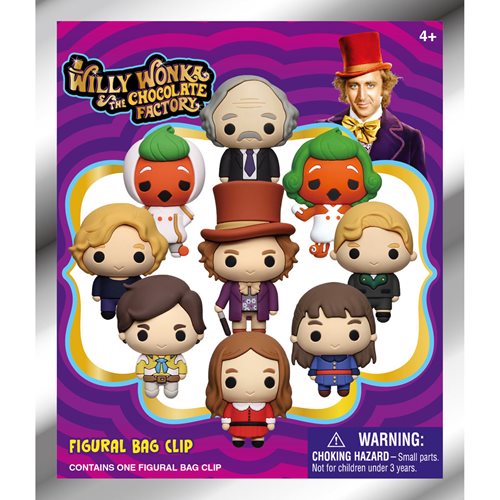 Willy Wonka and the Chocolate Factory 3D Foam Bag Clip Display Case of 24